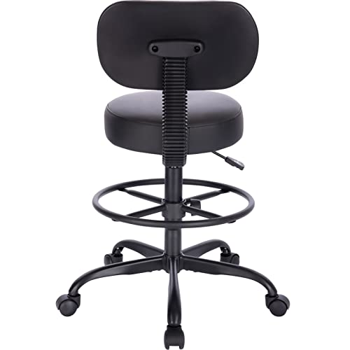 SUPERJARE Drafting Chair with Back, Adjustable Foot Rest Rolling Stool