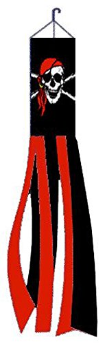 Large 60 Inch Bandana Skull and Cross Bones Pirate Twirling Windsock