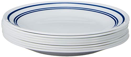 CORELLE Vitrelle 8 Piece Salad Plate Set, Triple Layer Glass and Chip Resistant, Lightweight, Round, 8.5-inch, Classic Cafe Blue
