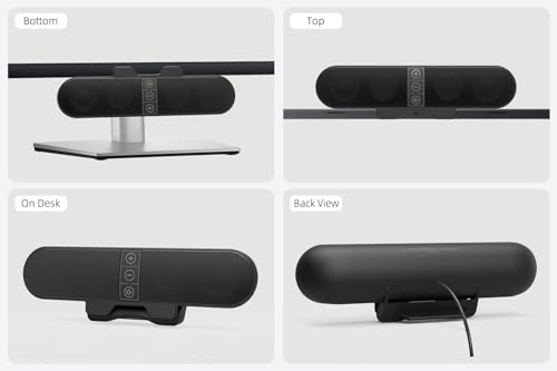 Computer Speakers for Desktop PC Monitor, USB Plug-in, Wired, Computer Soundbar for PC, Laptop Speakers with Adaptive-Channel-Switching, Loud Sound, Deep Bass, USB C Adapter, Easy to Clip on Monitor