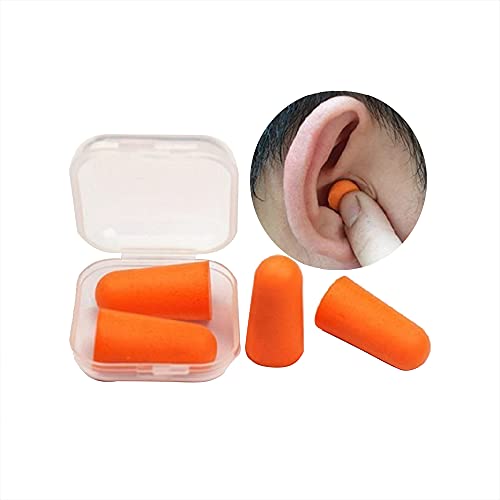 Disposable Foam Ear Plugs,10 Pair with Case,Ear Plugs for Sleeping, Snoring,Loud Noise,Traveling,Concerts,Construction,& Studying, 33 Decibel NRR Orange (10 Pairs)