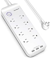 8 Outlets Surge Protector Power Strips with 3 USB Ports (1875W/15A,1800 Joules), 6ft Heavy Duty Extension Cord with Flat...