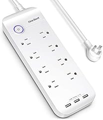 8 Outlets Surge Protector Power Strips with 3 USB Ports (1875W/15A,1800 Joules), 6ft Heavy Duty Extension Cord with Flat...