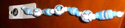 Bead Landing Lampwork Bead Strand Lt Blue and White Swirl Strand