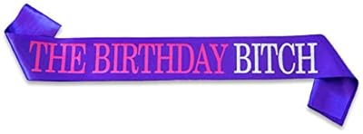 "The Birthday B*tch" Purple Satin Sash - Funny Birthday Party Supplies and Decorations- 21st Birthday