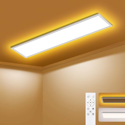 LED Ceiling Light Dimmable - LED Panel 100 x 25 cm, 36 W 3600 LM Ceiling Light with Remote Control 3000 K - 6500 K - Night Light Warm - Ceiling Light Flat for Bedroom Children's Room Living Room Kitchen Lamp