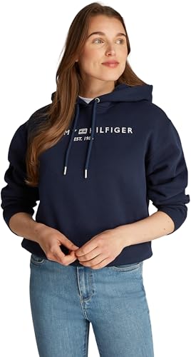 Tommy Hilfiger Sweat Ă Capuche Femme avec Logo, Bleu (Dark Night Navy), 3XL