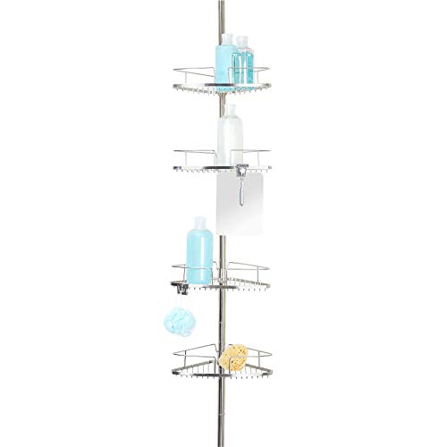 Better Living Products 13406 FineLine 4-Tier Shower Caddy with Mirror, Stainless Steel