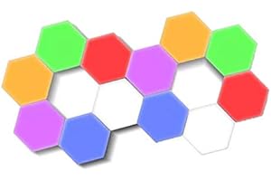 Clearon (12 Pack) LED Hexagon Lights - Bright Colorful LED lamp Modular Touch Sensitive lightingHexagon Wall LED Light Kit,Touchpad Switch, Magnetic & Reusable -(12 Pack)