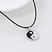 Pusheng Retro Charm Pendant Necklace Tibetan Silver Boho Black Rubber Cord Yin and Yang