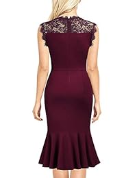 Knitee Elegante encaje floral sin mangas con volantes ribete fiesta de negocios cóctel vaina lápiz vestido