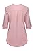 roswear Women's Chiffon V-Neck Business Casual Blouse Work Tops with Cuffed Sleeves Dark Pink X-Large