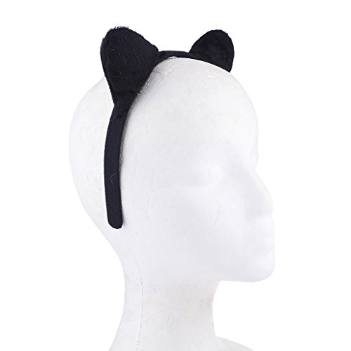 LUX ACCESSORIES Halloween Black Cat Kitty Ear Headband Cosplay Party Costume Accessory Set (3pcs) - Thumbnail 3
