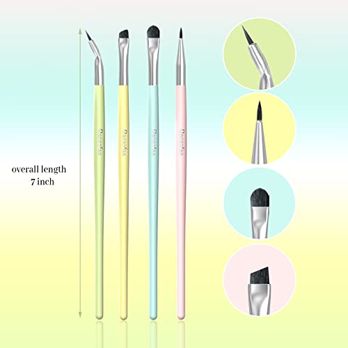 Eyebrow Brush 4 Pcs Ultra-Thin Eyeliner Brush Eyeshadow Brush Set Angled Eyeliner Brush Fine Point Brush Precision Eye All Over Shader, Tapered Soft Blender Eyebrow Brush Eye Makeup Brushes
