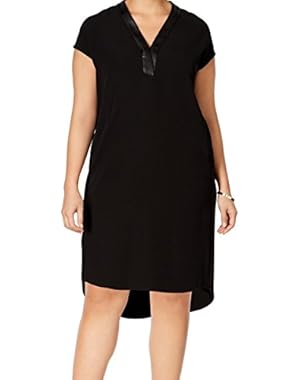 Calvin Klein Womens Plus V-Neck Hi-Low Wear to Work Dress