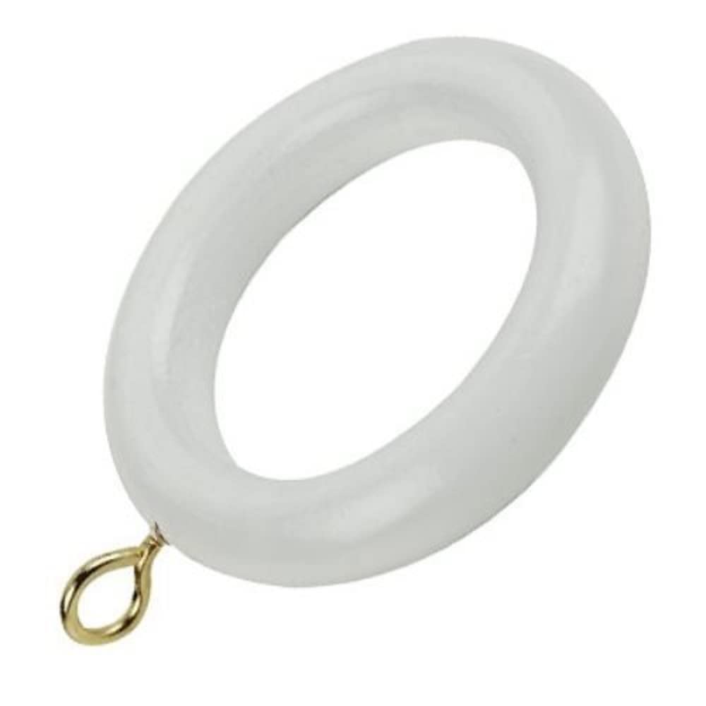 Merriway BH05772 (24 Pcs) Wooden Curtain Drapery Pole Rod Rings with Screw Eye, Inner Diameter 45mm (1.3/4 Inch) Outer Diameter 70mm (2.3/4 Inch) White - Pack of 24 Pieces