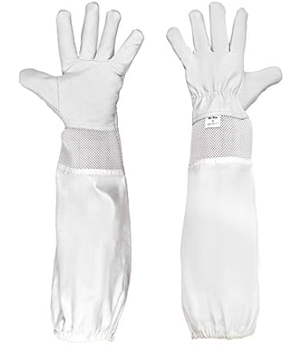 1 Paire Gants Apiculture En Cuir Jaunes - Manches Longues Et Poignets Élastiques Ventilés
