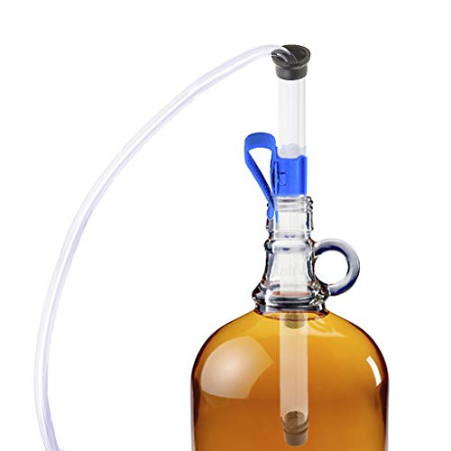 Vila Siphon Pump for Brewing Beer, Includes Glass Tube Pump with Blue Clamp, Clear Tubing with 0.6" diameter, Automatic Siphon Pressure Booster for Home Brewing Wine and Ciders, Suitable for Aquarium - Thumbnail 3