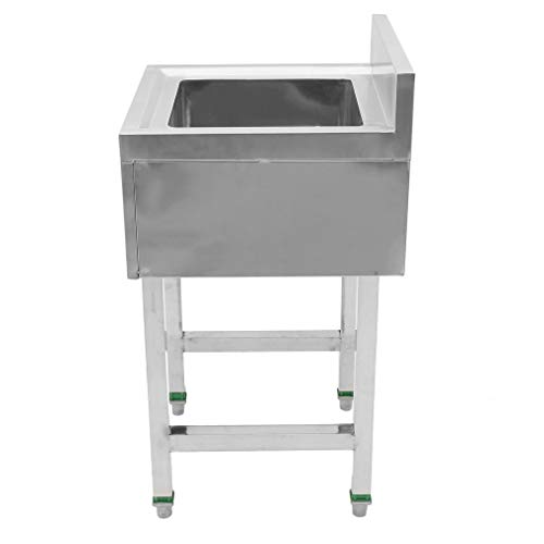 Simoner Commercial Kitchen Prep & Utility Sink, Stainless Steel Square Double Slot Sink with 4 Stable Legs Bathroom Wash Basin Rack Shelf (Single Slot)