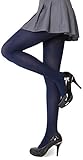 CozyWow Women's Solid Color Soft Opaque Footed Tights (S-M, Dark Blue)