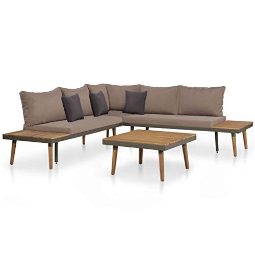 Festnight 4-TLG. Garten-Lounge-Set mit Auflagen Gartensofa Gartenmöbel Lounge Set Gartenset Sitzgruppe Sitzgarnitur Gartengarnitur Massivholz Akazie Braun