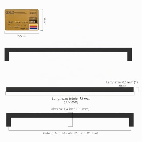 Amerdeco 5 Pieces Kitchen Furniture Handles Black Kitchen Handles Hole Distance 320mm Stainless Steel Cabinets for Kitchen Furniture Home Decor