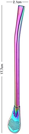 KXN Yerba Mate Bombilla Stainless Steel Filtered Drinking Straw - 7 inches (Rainbow)