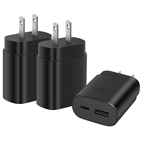 Samsung Fast Charger 25W Super Fast Charger Type C Wall Charger for Samsung Galaxy S22/S22 Ultra/S22+/S21/S21Ultra/S21+/S20/S20Ultra/Note20/Note20Ultra/Note10+(3Pack)