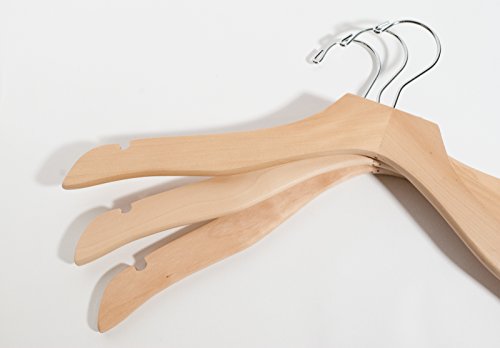 Topline Classic Wood Bridal Dress Hangers - Natural Finish (10-Pack) - Thumbnail 2