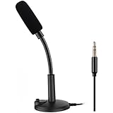 Upgrade Computer Microphone, NEWHAODI PC Microphone Plug &amp; Play 3.5mm Home Studio Condenser Microphone for Desktop/Laptop/Notebook,Recording for YouTube,Podcasting,Gaming,Online Chatting,Black