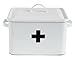 Enameled First Aid Box with Lid & Black Cross on Front