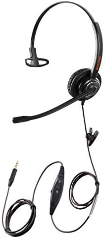 Emaiker Cell Phone Headset with Noise Canceling Mic, Wired 3.5mm Computer Headphone for iPhone Samsung Huawei, Mi,BlackBerry Smartphones and Laptop PC Mac Tablet swith 3.5mm Jack Mic Mute