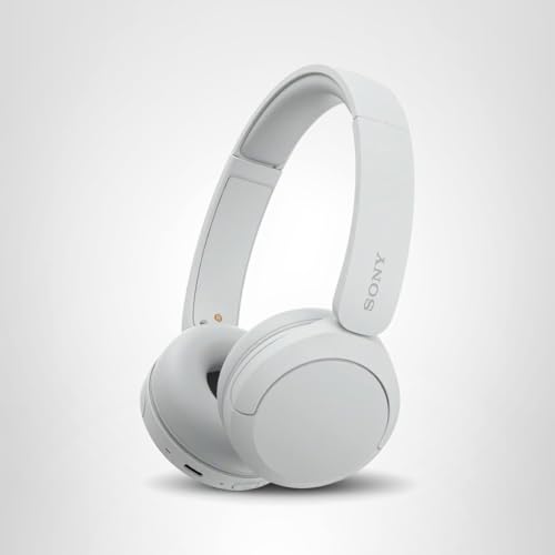 Sony WH-CH520 Auriculares inalámbricos Auriculares supraaurales Bluetooth con micrófono y hasta 50 Horas de duración de la batería con Carga rápida, Color Blanco