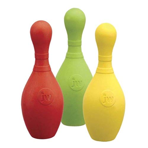 JW Pet- iSqueak Bouncin' Bowlin Pin Dog Toy, Assorted Colors, 1 Unit