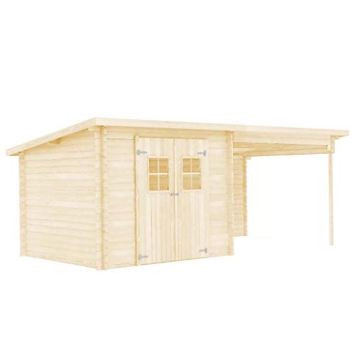vidaXL Bois Massif Cabanon de Jardin en Rondins 6,3x3 m Abri de Jardin Hangar
