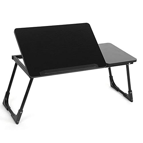Cocoarm Foldable Lapdesk Multi Function Wooden Laptop Desk Adjustable Portable Breakfast Serving Bed Tray for Surfing Reading Writing Eating, Black