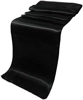 ELINA'S Pack OF10 Wedding 12 x 108 inch Satin Table Runner Wedding Banquet Decoration- Gold (Black)