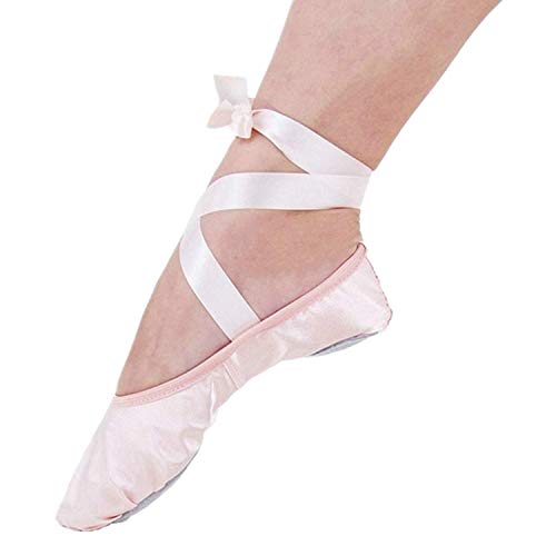 Chimei Ballet Dance Shoes for Goddler Girls Kids Women Pink Red Slipper Satin Flat Physical Shoe