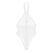 inlzdz Women's Lingerie Sheer Mesh Fishnet Halter Neck Backless Zip Up Leotard Teddy Bodysuit White Large