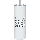 Bella Sleep + Spa Stainless Steel Skinny Tumbler with Lid & Straw, 20-Ounce, Beach Babe