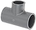 GF Piping Systems PVC Pipe Fitting, Reducing Tee, Schedule 80, Gray, 1-1/4