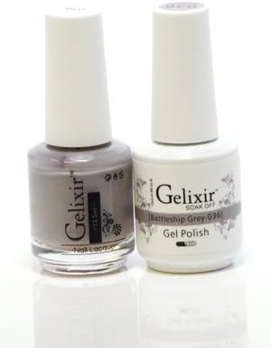 Gelixir matching color & nail lacquer Battleship Grey -036