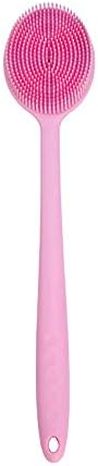 Silicone Bath Body Brush, Ultra-soft Shower Back Scrubber with Long Handle for Women and Men 100% BPA- free (Pink)