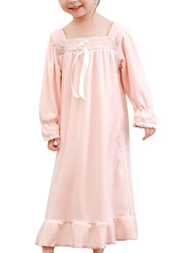 PUFSUNJJ Kids Girls Winter Princess Long Sleeve Lace Nightdress Pajamas Dress 3-12 Years