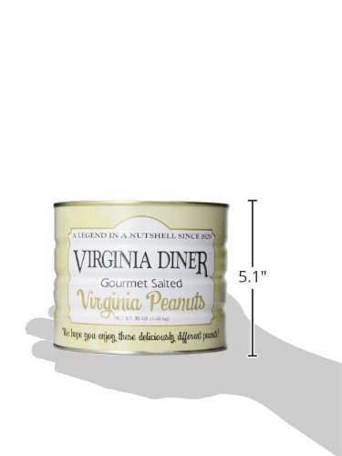 Virginia Diner Natural XL Blister Roasted Virginia Peanuts, Heart Healthy, All Natural, 36 Ounce Tin (2.25 Pound Salted)