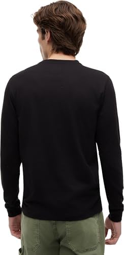 Camisetas de Manga Larga Pack de 2 Hombre Slim con Cuello Redondo, Blanco (Ecru/Black), M