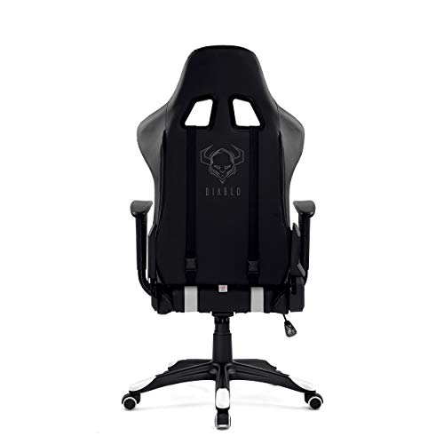 Diablo-X-One-Gaming-Sedia-da-Ufficio-Design-Ergonomico-Meccanismo-di-Inclinazione-Cuscino-Lombare-Finta-Pelle-Portata-150-kg-Nero-Bianco