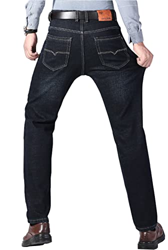 Olmecs Jeans Homme Droite Lâche Grande Taille Business Stretch Pantalon Décontracté Noir 34