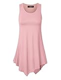 MBJ WT671 Womens Handkerchief Hem Tank Tunic Top M PINK