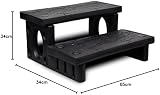 vidaXL Black Spa Steps for Hot Tub - Non-Skid, Reversible Treads, 70x65x34cm view 7
